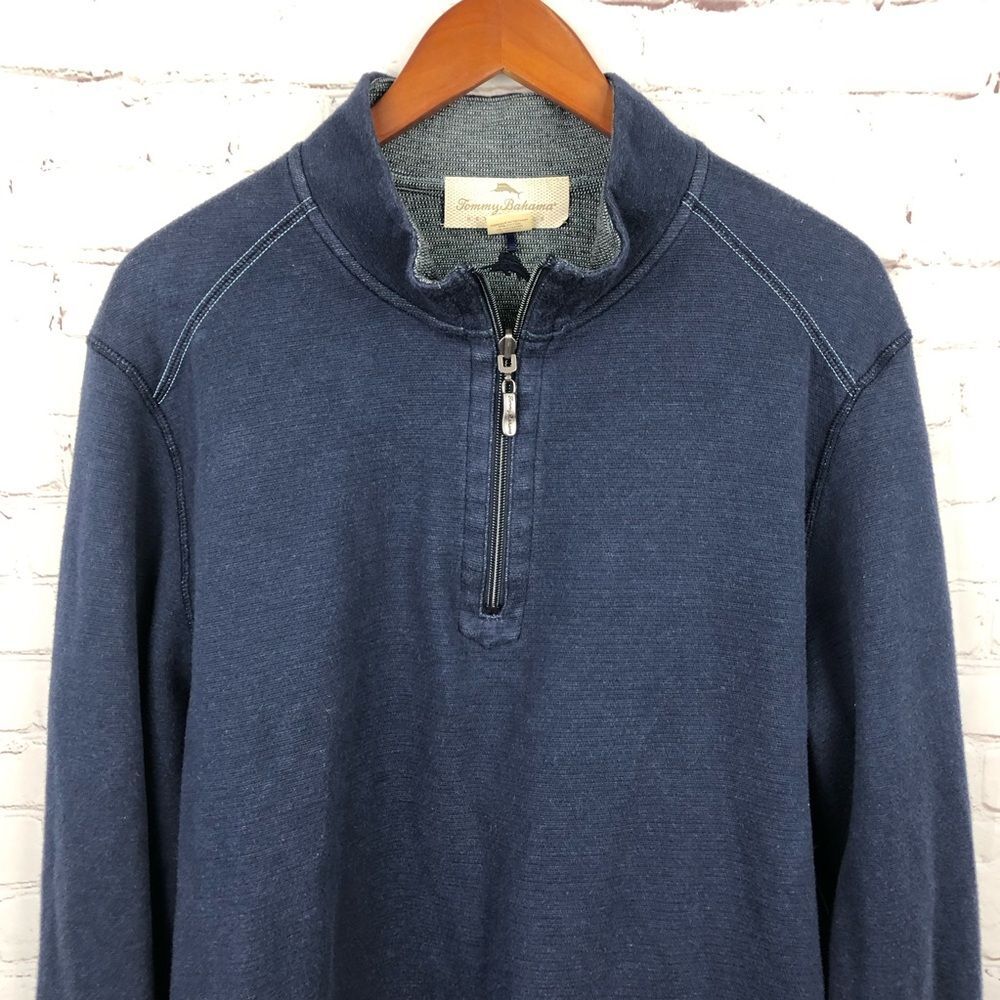Tommy Bahama Blue Gray Reversible Sweater Men's Sz XL - Picture 1 of 12